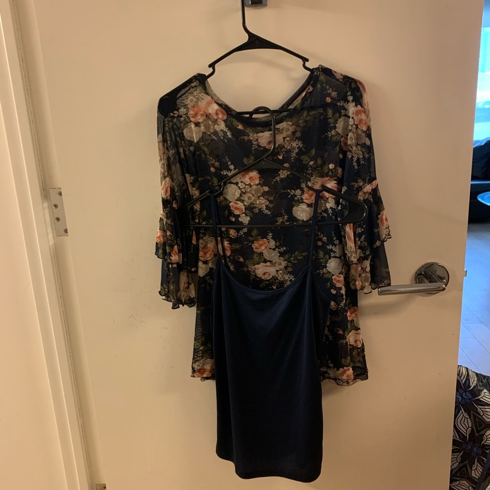Sheer floral pattern shirt w/ camisole included